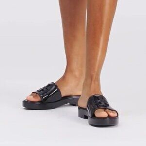 NEW TORY BURCH Eleanor Slides perfect black glossy finish for women 252